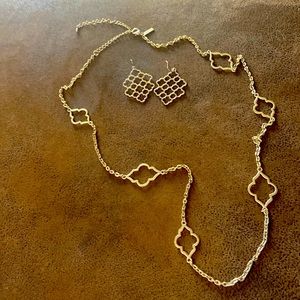 Cookie Lee gold quatrefoil necklace and earring set. Beautiful and a great gift!
